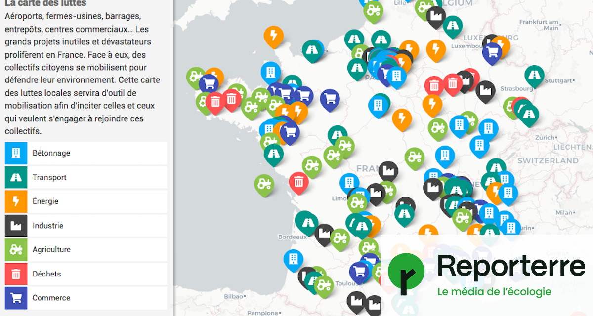 La carte des luttes contre les grands projets inutiles